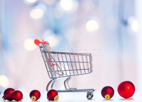 ストックフォト: クリスマス · 装飾 · ショッピングカート · 妖精 · ライト · 愛