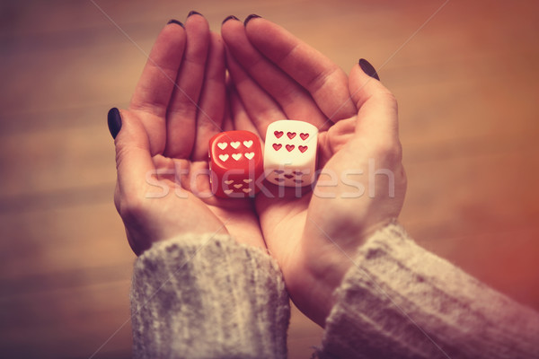 hands holding dice Stock photo © Massonforstock