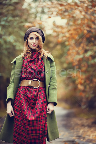 Stijl meisje mooie najaar steegje Stockfoto © Massonforstock