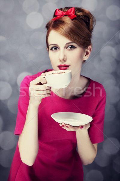 Ragazza tazza di caffè san valentino donna alimentare Foto d'archivio © Massonforstock