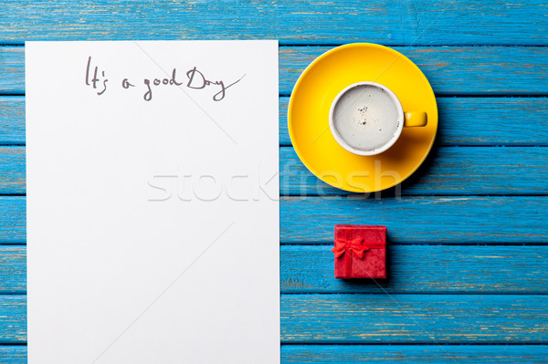 Foto papel buena día taza café Foto stock © Massonforstock