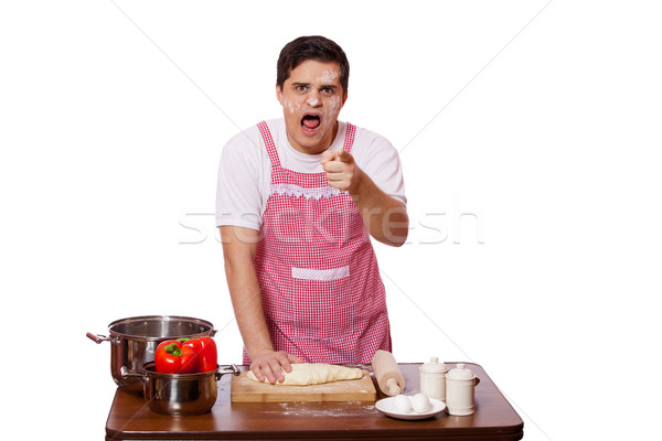 Zdjęcia stock: Smutne · człowiek · gotowania · żywności · mężczyzn · kucharz