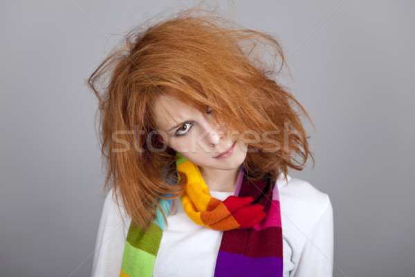 Red-haired rock girl in scarf. Stock photo © Massonforstock