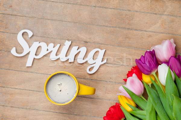 [[stock_photo]]: Photo · belle · coloré · tulipes · tasse