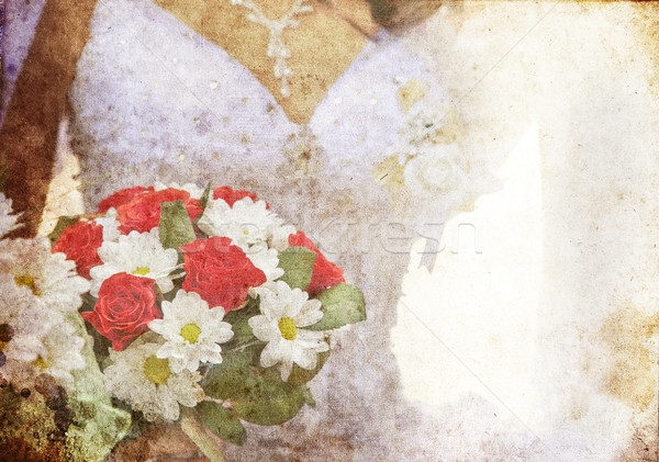 Foto d'archivio: Sposa · bella · rose · rosse · wedding · fiori