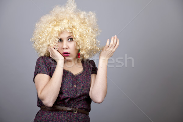 Funny nina peluca diversión femenino Foto stock © Massonforstock