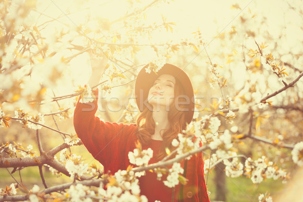 Donne fiore melo giardino ritratto bella Foto d'archivio © Massonforstock