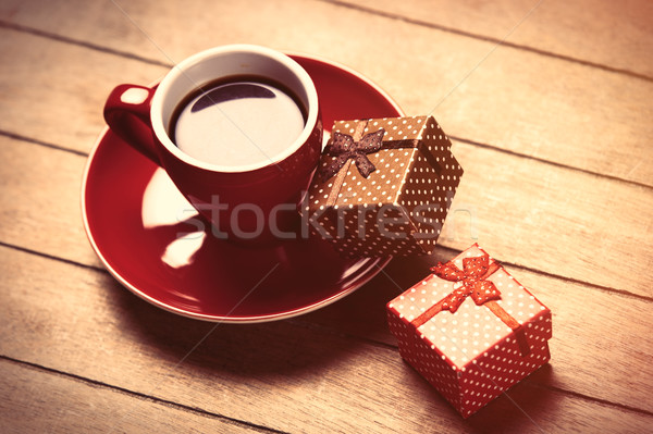 Fotó csésze kávé aranyos ajándékok csodálatos Stock fotó © Massonforstock