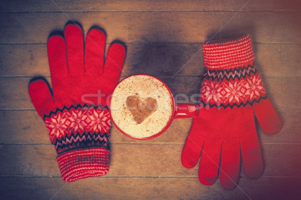 Foto Tasse Kaffee Handschuhe wunderbar Stock foto © Massonforstock