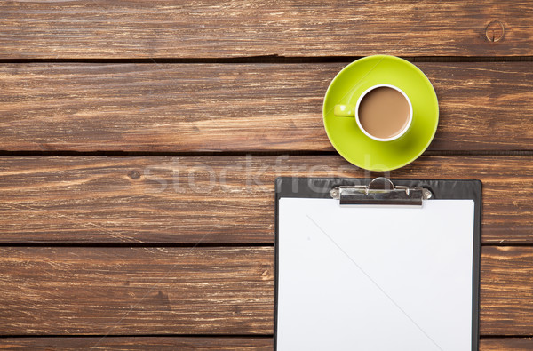 Cup of coffee latte and business tablet Stock photo © Massonforstock