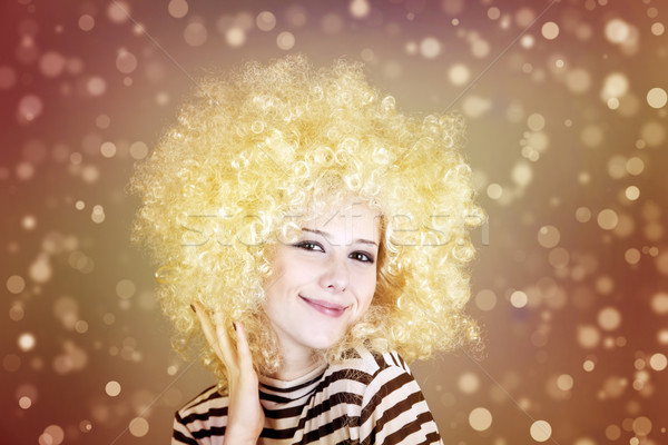 Retrato engraçado menina peruca Foto stock © Massonforstock