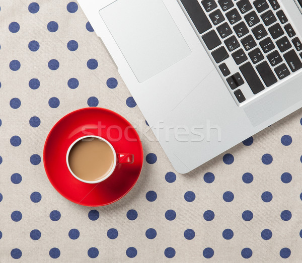 Csésze kávé laptop számítógép pötty számítógép laptop Stock fotó © Massonforstock