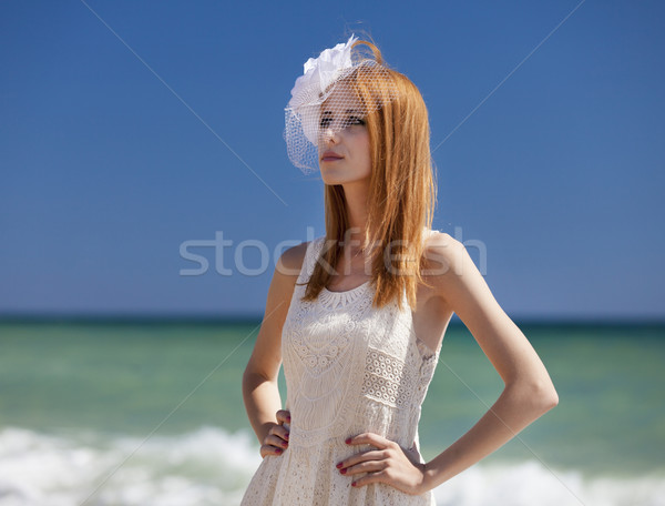 Young bride at the beach Stock photo © Massonforstock