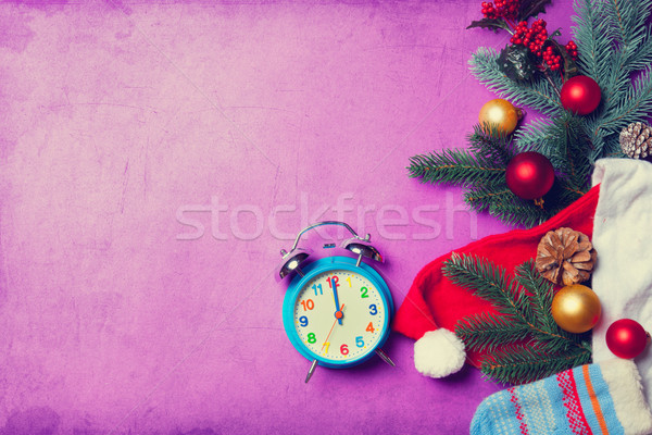 Alarm clock on christmas background Stock photo © Massonforstock
