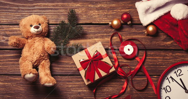 Natale imballaggio orsacchiotto giocattolo legno carta Foto d'archivio © Massonforstock