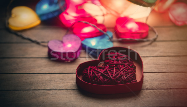 beautiful colorful heart shaped garland and toy in opened heart  Stock photo © Massonforstock
