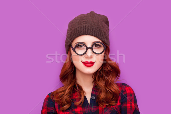 beautiful young woman standing in hipster glasses on the wonderf Stock photo © Massonforstock