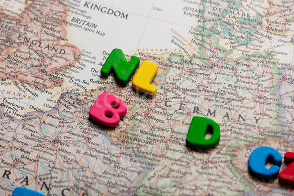 photo of map of european countries and colorful letters on the w Stock photo © Massonforstock