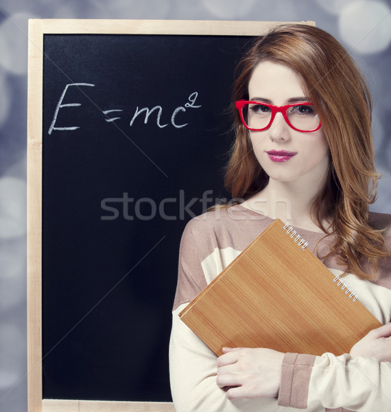 студент доске женщину очки красный Сток-фото © Massonforstock
