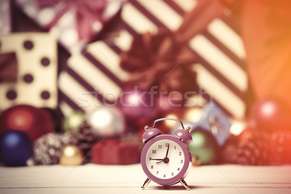 Clock and Christmas toys. Stock photo © Massonforstock