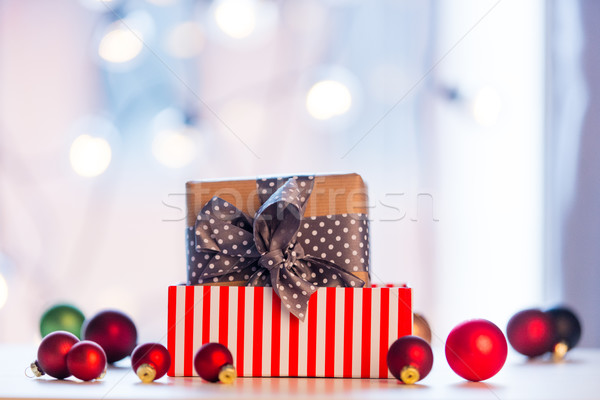 Christmas gift and baubles Stock photo © Massonforstock