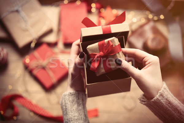 Stock photo: hands holding gifts