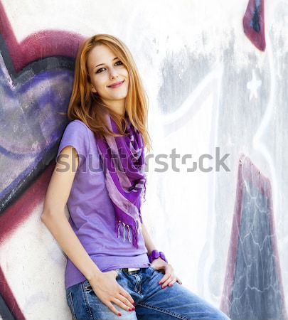 стиль девушки граффити стены город весело Сток-фото © Massonforstock