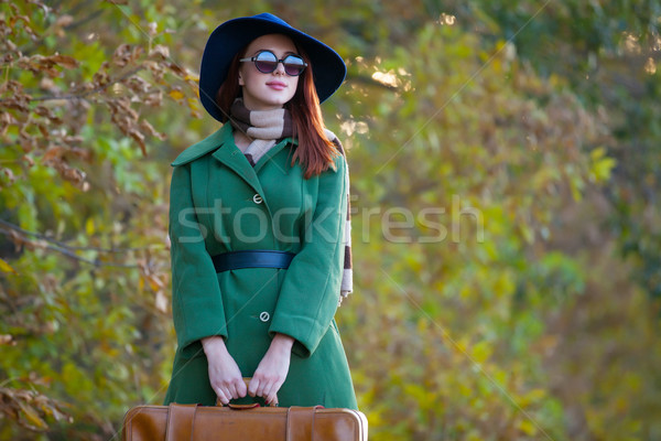 Belo mulher jovem em pé maravilhoso árvores floresta Foto stock © Massonforstock