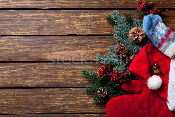 Pine branch Santa Claus clothes Stock photo © Massonforstock