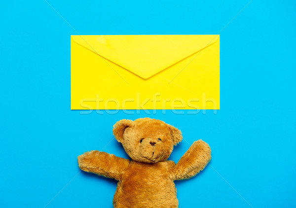 Envelop teddybeer Geel mooie cute prachtig Stockfoto © Massonforstock