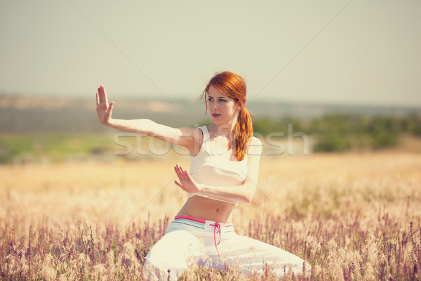 woman doing morning sports exercises Stock photo © Massonforstock