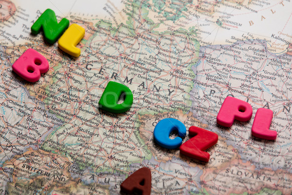 photo of map of european countries and colorful letters on the w Stock photo © Massonforstock