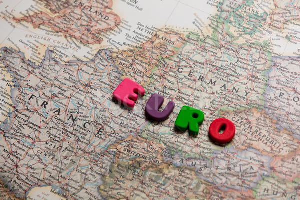 photo of map of european countries and colorful letters on the w Stock photo © Massonforstock