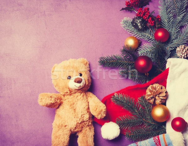 Teddy bear and christmas gifts Stock photo © Massonforstock