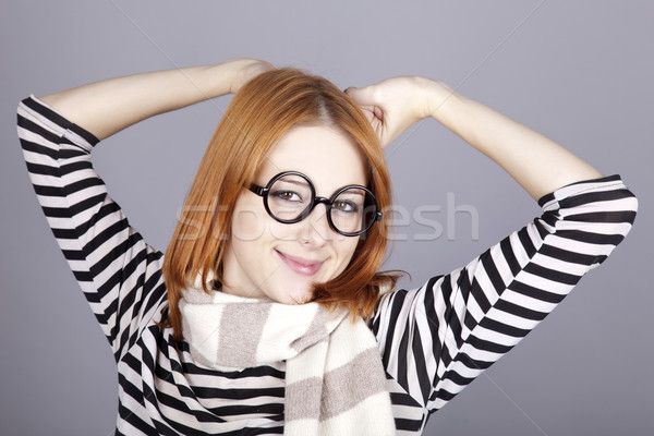Jovem menina óculos cara cabelo Foto stock © Massonforstock