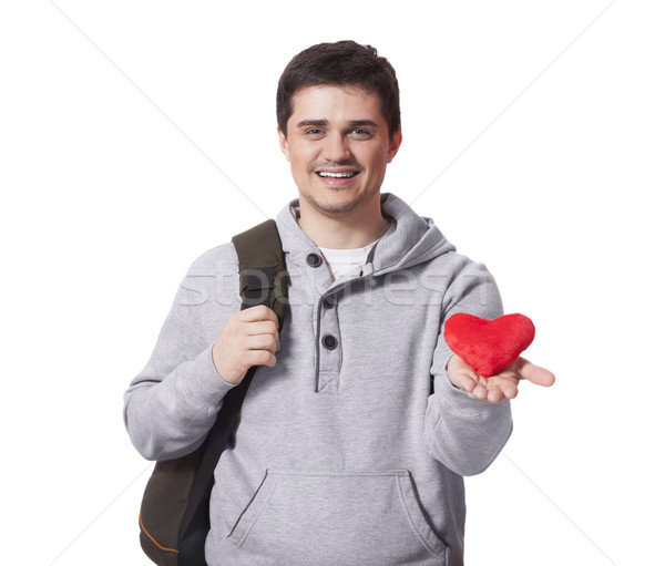 Student with toy heart. Stock photo © Massonforstock
