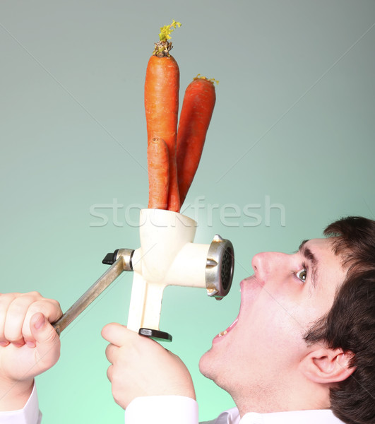 男子 胡蘿蔔 面對 時尚 生活 市場 商業照片 © Massonforstock