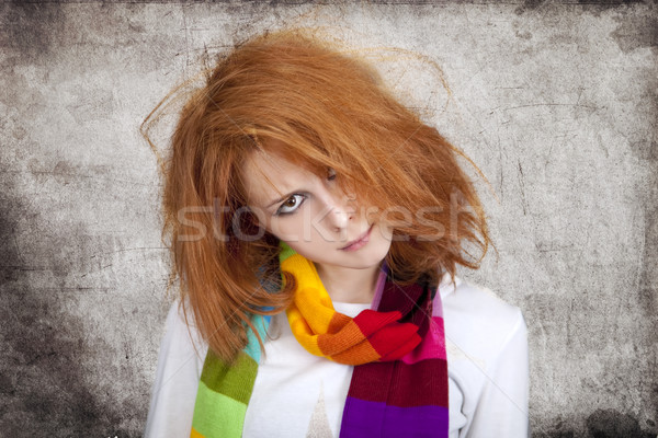 Red-haired rock girl in scarf. Stock photo © Massonforstock
