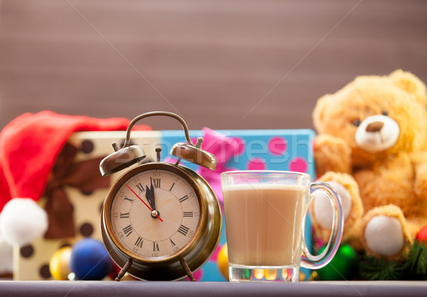 Réveil tasse cappuccino Noël sourire café [[stock_photo]] © Massonforstock