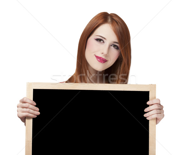 Student Blackboard vrouw school gelukkig Stockfoto © Massonforstock