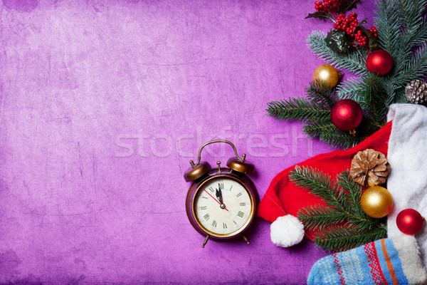 Alarm clock on christmas background Stock photo © Massonforstock