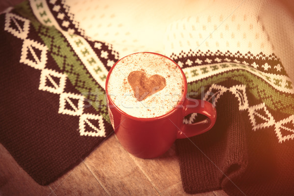 Fotografia kubek kawy obrus wspaniały Zdjęcia stock © Massonforstock