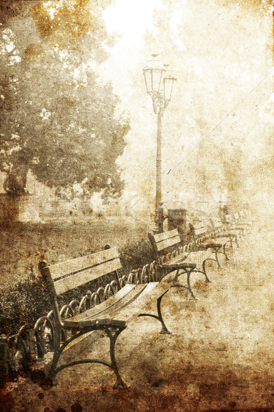 Fog at alley in Odessa, Ukraine. Photo in old vintage style. Stock photo © Massonforstock