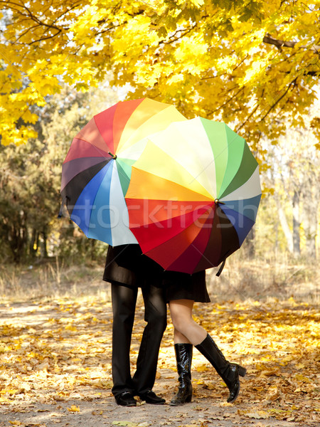 Pár csók sikátor park fa tájkép Stock fotó © Massonforstock