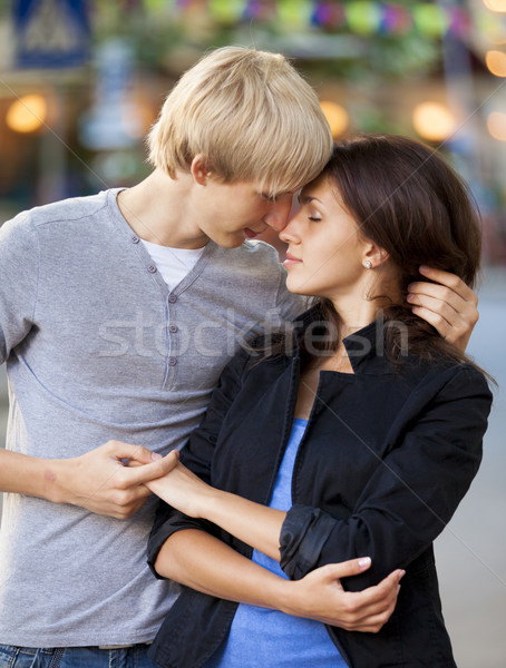 Young teen couple on the street Stock photo © Massonforstock