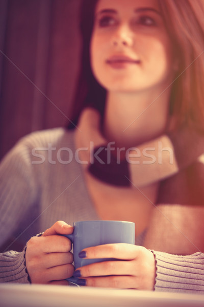 woman with blue cup  Stock photo © Massonforstock