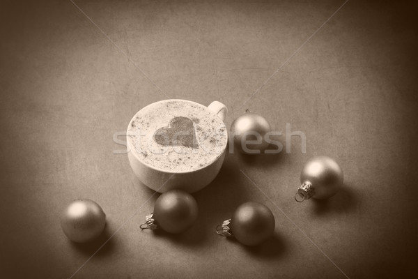 coffee with heart shape and christmas bubbles Stock photo © Massonforstock