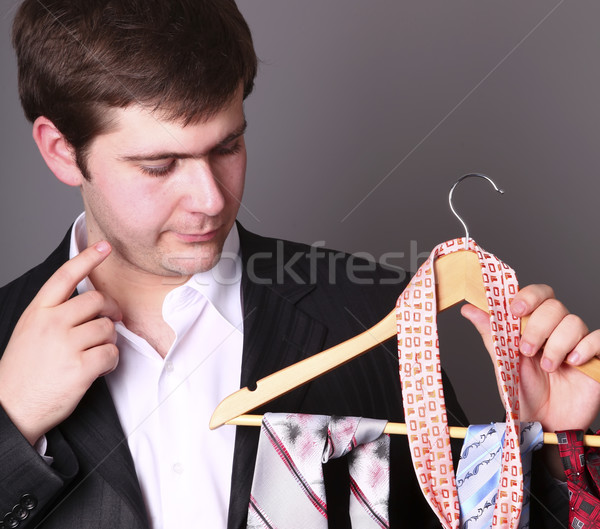 Stock foto: Geschäftsmann · ausgewählt · Krawatte · Hand · Mann · Arbeit