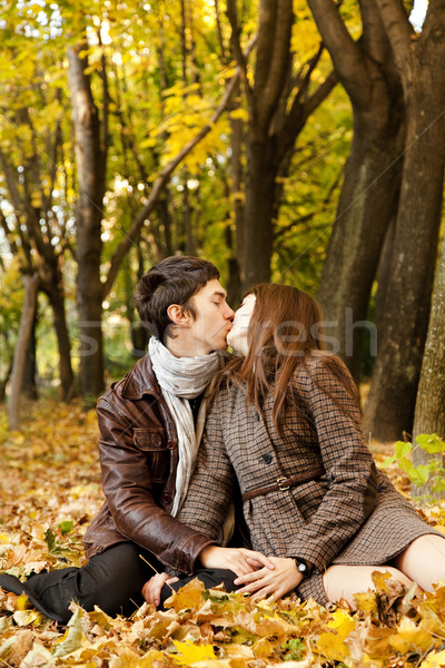 Couple kissing in the park Stock photo © Massonforstock