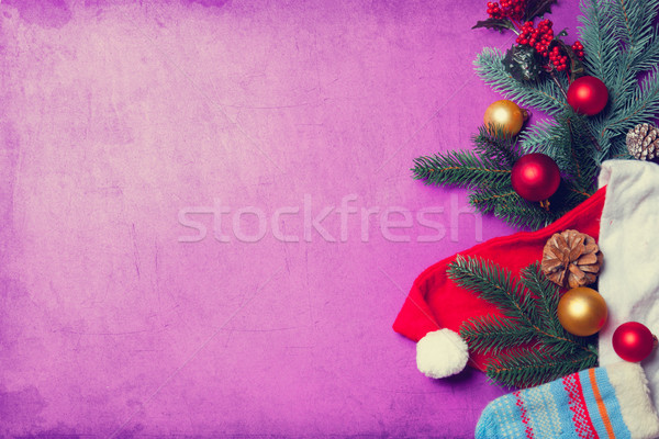 Santa Clous clothes and christmas branch Stock photo © Massonforstock